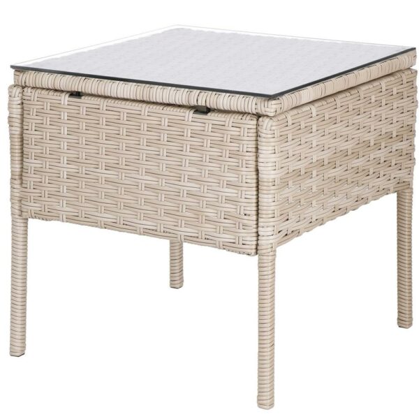 Set mobilier terasa, din tehnorattan, masa cu blat sticla securizata, 2 fotolii cu perne, bej - Image 24