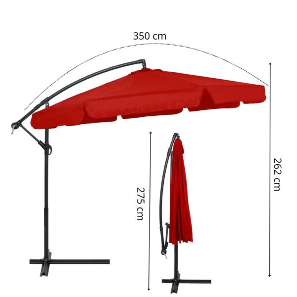 Kerti esernyő oldalkarral, huzattal, 300cm, piros - Image 29