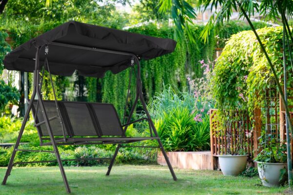 Leagan balansoar gradina Sersimo Textilene, 3 locuri, 260kg, negru - Image 2