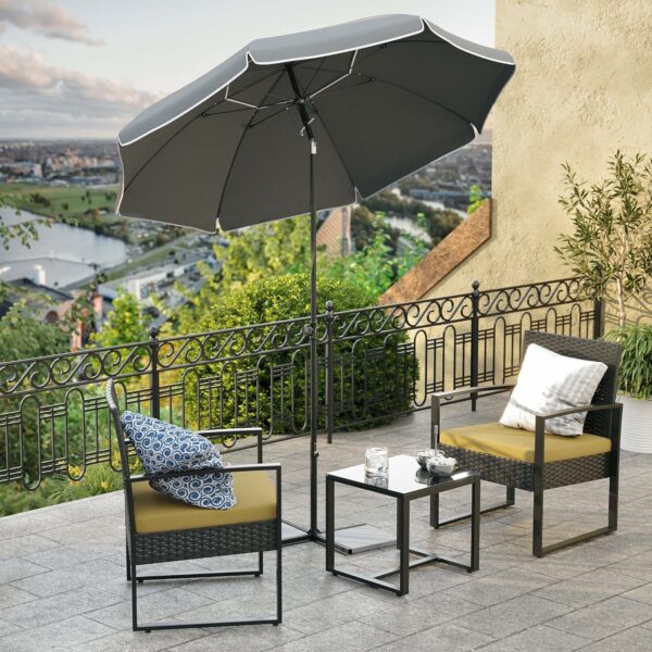 SONGMICS Umbrela terasa gradina sau plaja, cu inclinare, husa, diametru 160cm, gri - Image 3