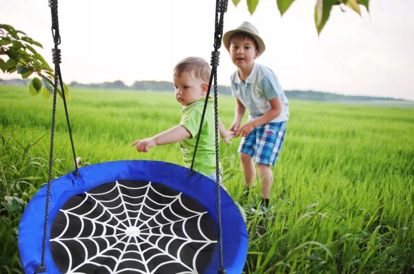 Leagan tip cuib Spider, 100cm, inaltime reglabila, 150 kg, Albastru Negru - Image 4