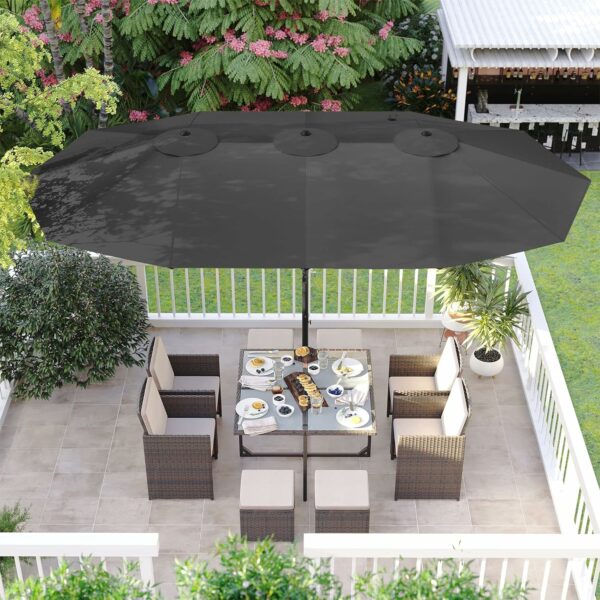 SONGMICS Umbrela de gradina dubla, cu manivela, 460 x 270 cm, gri - Image 3
