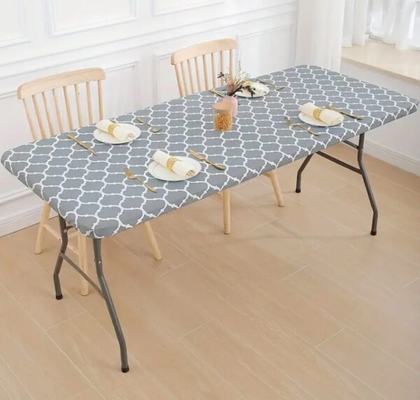 Masa dreptunghiulara pliabila multifunctionala, cu protectie fata de masa, 180x74x74cm, neagra - Image 4