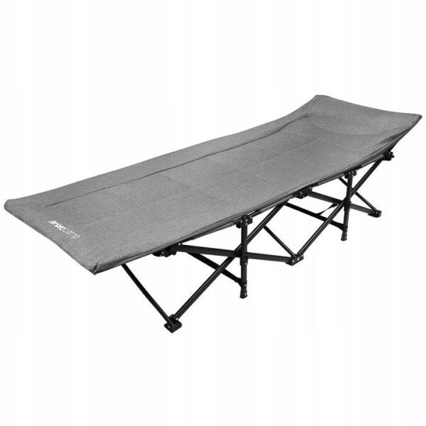 Pat pliant pentru camping, cu saltea si perna, structura metalica, 190x70x37cm, gri - Image 4