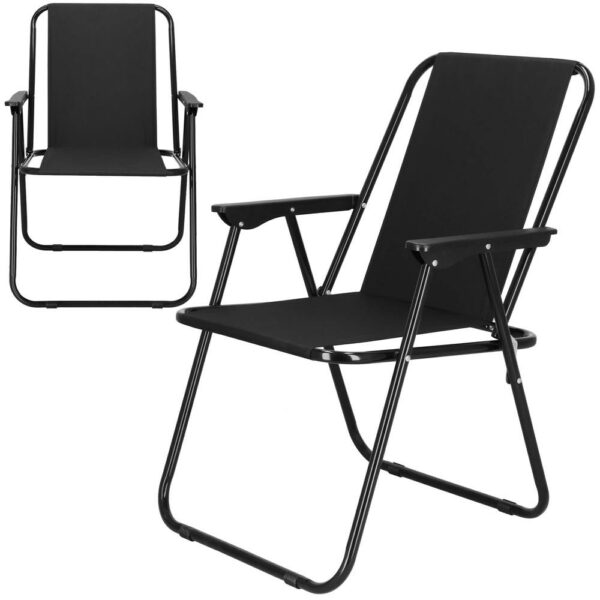 Scaun de plaja Sersimo, pliabil, 100kg, 52x73cm, negru - Image 4