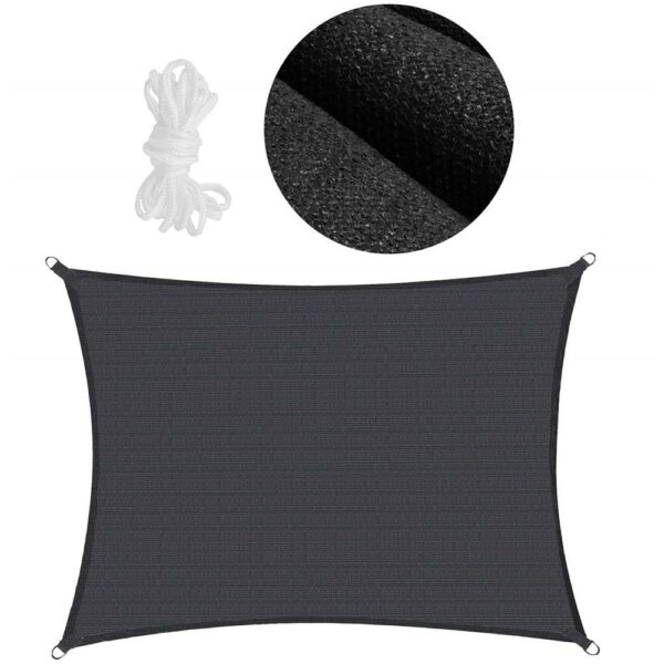 Copertina prelata de soare, dreptunghiulara, impermeabila cu protectie UV, 4x3m, gri inchis - Image 3