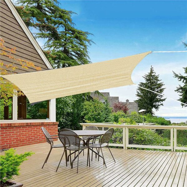 Copertina prelata de soare, dreptunghiulara, impermeabila cu protectie UV, 4x3m, bej - Image 3