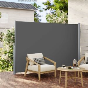 SONGMICS Belátásgátló paraván kertbe, kihúzható, rögzítő rendszerrel együtt, 160x400 cm, szürke
