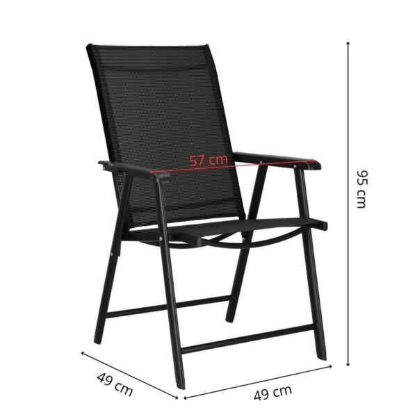 Fém kerti szék, összecsukható, 95x57x66cm, maximum 150kg, fekete - Image 30