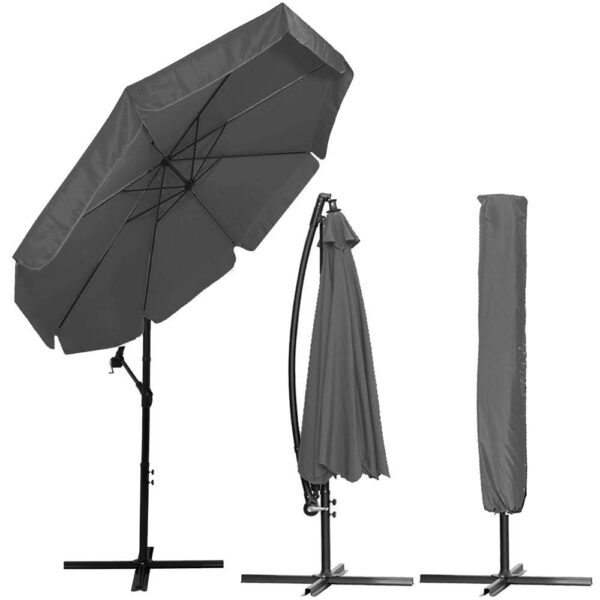 Kerti esernyő oldalkarral, huzattal, 300cm, szürke - Image 38
