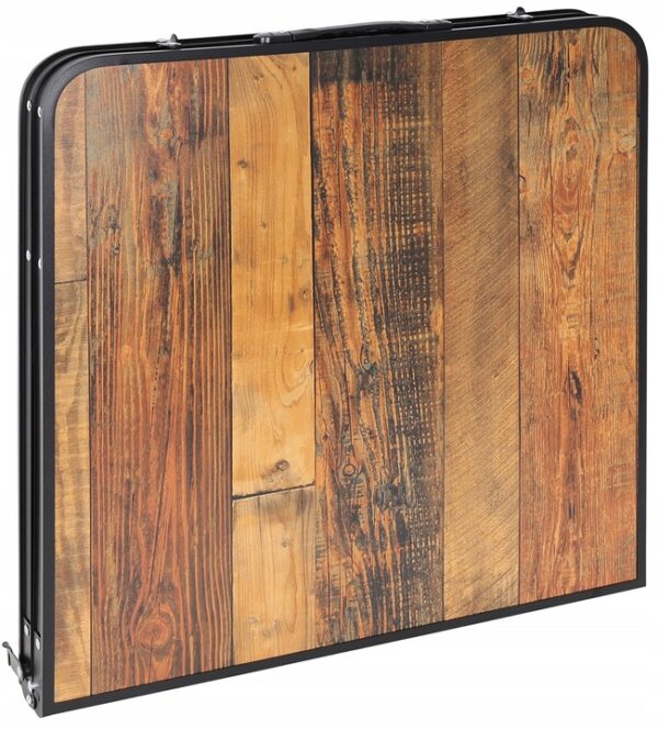 Masa camping pliabila cu cadru din aluminiu, blat MDF, 120x60cm, inaltime reglabila, maro - Image 4