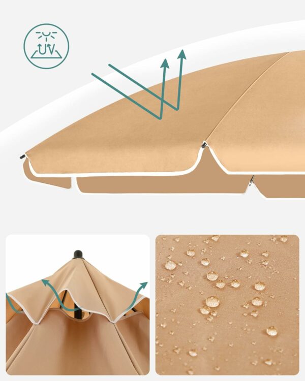 SONGMICS Umbrela terasa gradina sau plaja, cu inclinare, husa, diametru 200cm, taupe - Image 6