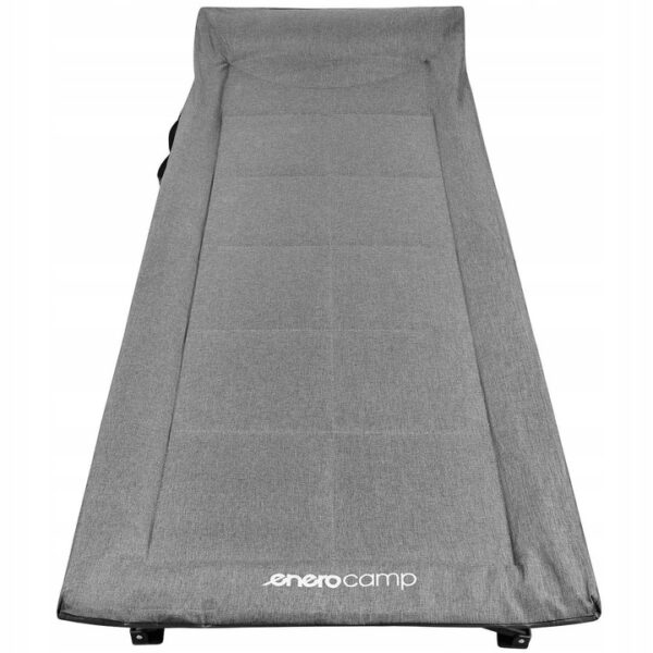 Pat pliant pentru camping, cu saltea si perna, structura metalica, 190x70x37cm, gri - Image 5