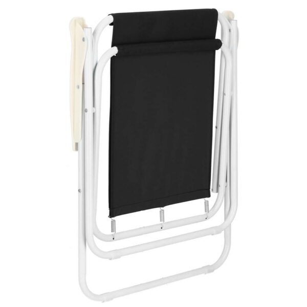 Scaun de plaja Sersimo, pliabil, 100kg, 52x73cm, negru alb - Image 4