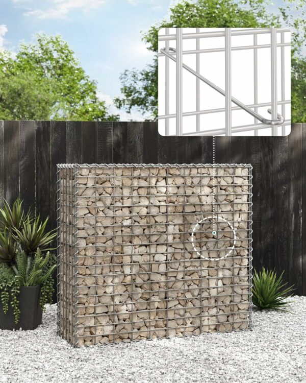 SONGMICS Cos de gabioane pentru pietre, otel galvanizat, 100x90x30cm, argintiu - Image 4