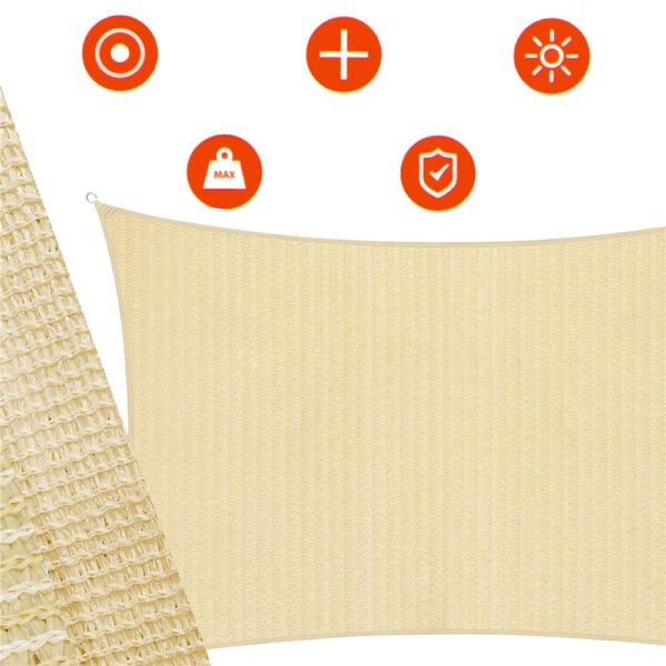 Copertina prelata de soare, dreptunghiulara, impermeabila cu protectie UV, 4x3m, bej - Image 4