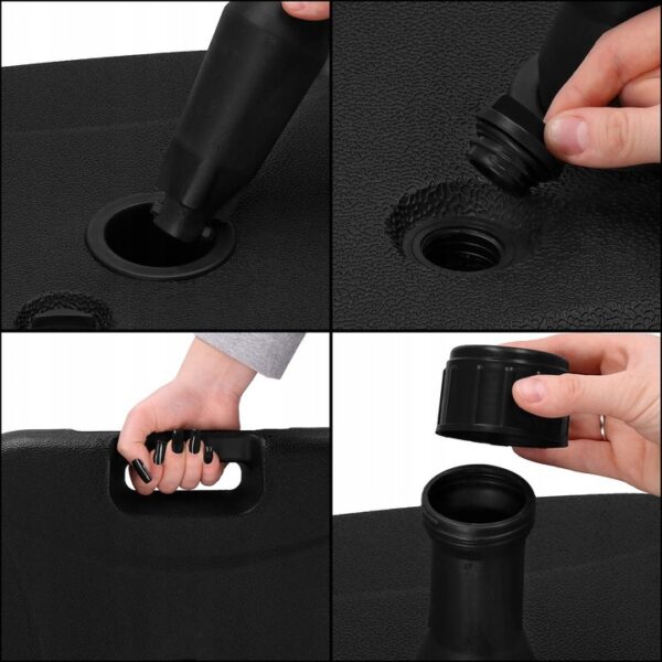 Suport umbrela patrat, din plastic, 22 litri, umplere cu apa sau nisip, negru - Image 4