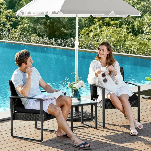 SONGMICS Set de mobilier pentru terasa sau balcon, din poliratan PE, masa si 2 scaune, negru - Image 4