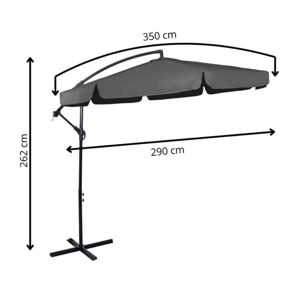 Kerti esernyő oldalkarral, huzattal, 300cm, szürke - Image 43