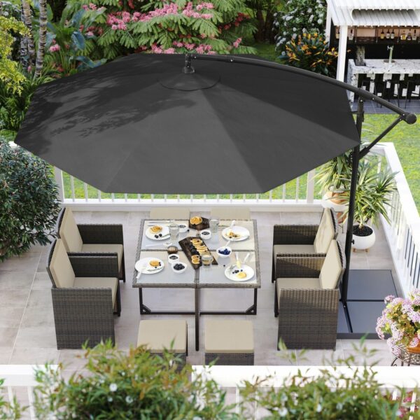 SONGMICS Umbrela de gradina cu brat lateral banana, 300cm, gri - Image 5