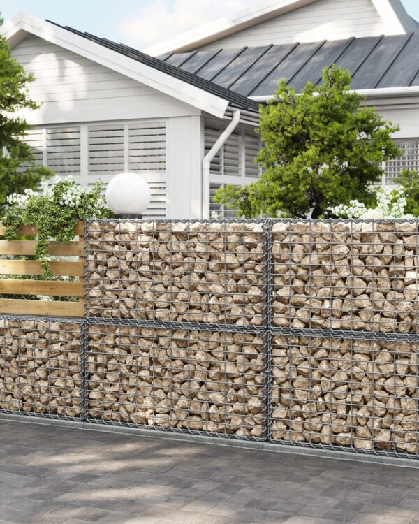 SONGMICS Cos de gabioane pentru pietre, otel galvanizat, 100x50x50cm, argintiu - Image 5