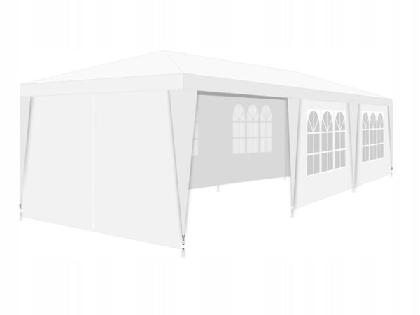 Cort pavilion 9x3m pentru gradina sau evenimente, cu 8 pereti laterali, alb - Image 6