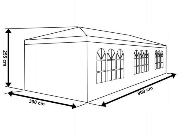 Cort pavilion 9x3m pentru gradina sau evenimente, cu 8 pereti laterali, albastru - Image 6