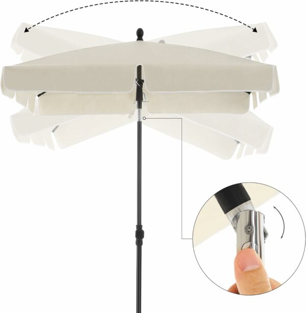 SONGMICS Umbrela terasa gradina sau plaja, cu inclinare, husa, 180x125cm, bej - Image 5