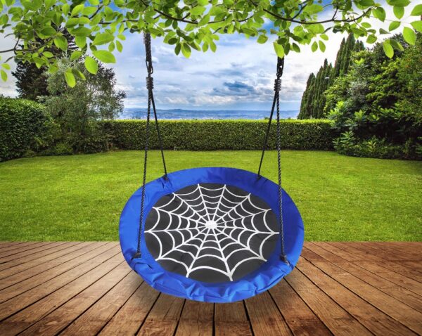 Leagan tip cuib Spider, 100cm, inaltime reglabila, 150 kg, Albastru Negru - Image 6