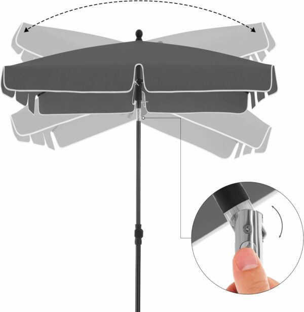 SONGMICS Umbrela terasa gradina sau plaja, cu inclinare, husa, 200x125cm, gri - Image 5