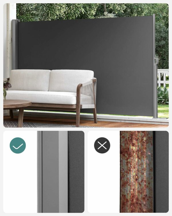SONGMICS Belátásgátló paraván kertbe, kihúzható, rögzítő rendszerrel együtt, 160x300 cm, szürke - Image 9