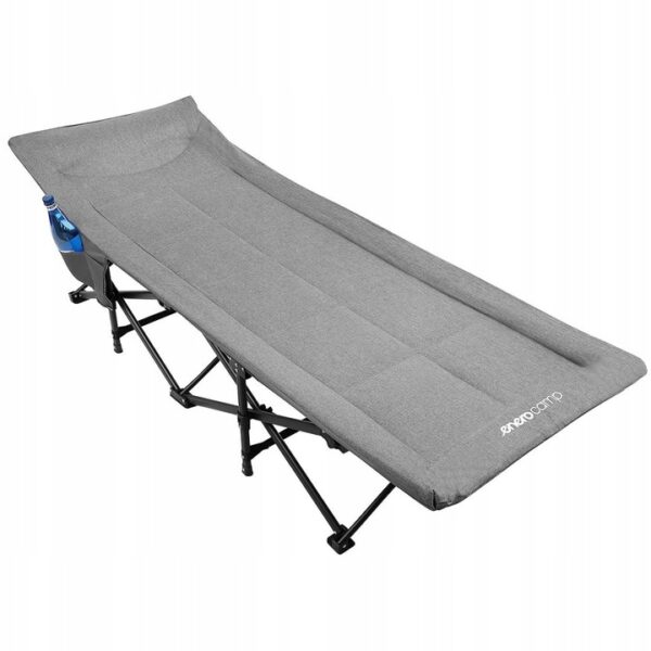 Pat pliant pentru camping, cu saltea si perna, structura metalica, 190x70x37cm, gri - Image 6