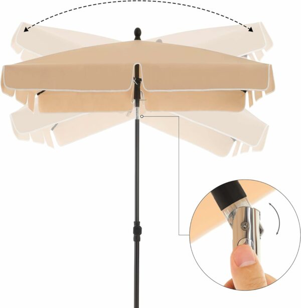 SONGMICS Umbrela terasa gradina sau plaja, cu inclinare, husa, 200x125cm, taupe - Image 5