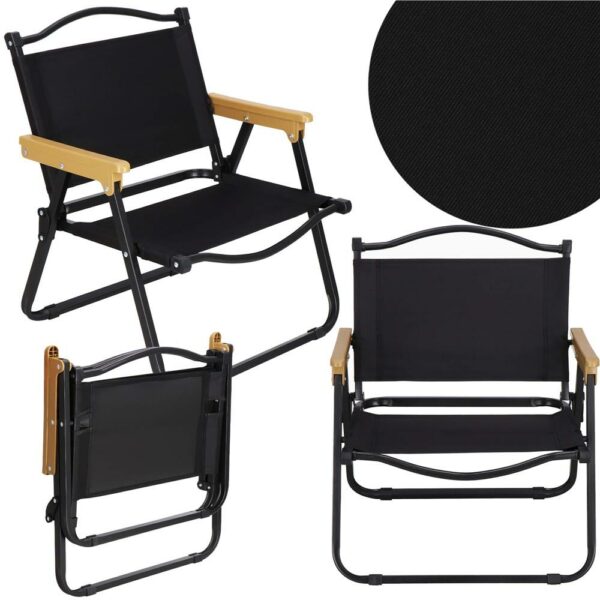 Scaun metalic plabil pentru gradina, camping sau plaja, 50x53x61cm, negru - Image 6