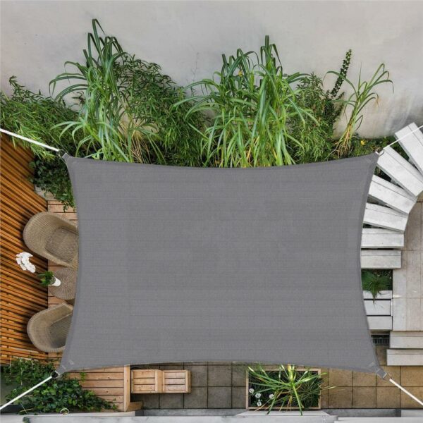 Copertina prelata de soare, dreptunghiulara, impermeabila cu protectie UV, 5x4m, gri deschis - Image 5