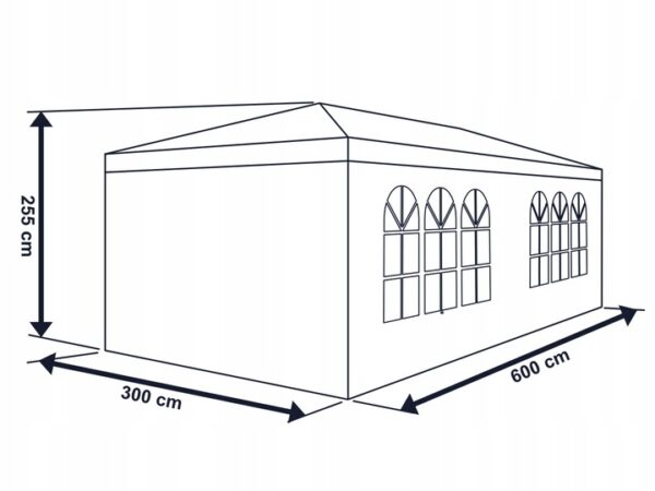 Cort pavilion 6x3m pentru gradina sau evenimente, cu 6 pereti laterali, alb - Image 4