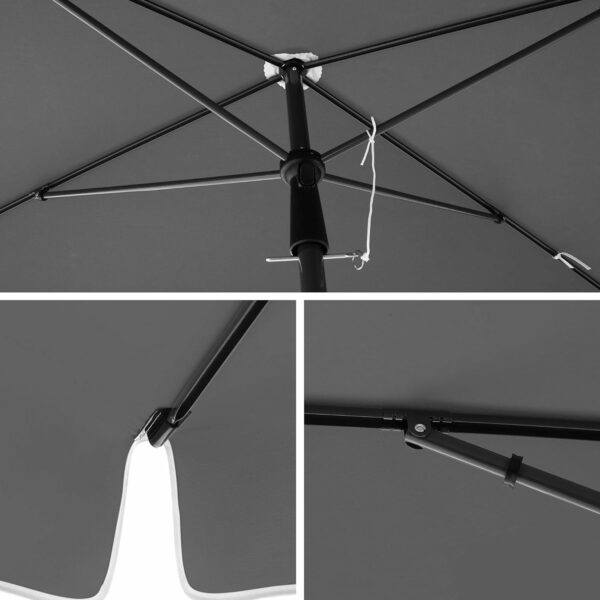 SONGMICS Umbrela terasa gradina sau plaja, cu inclinare, husa, 200x125cm, gri - Image 6