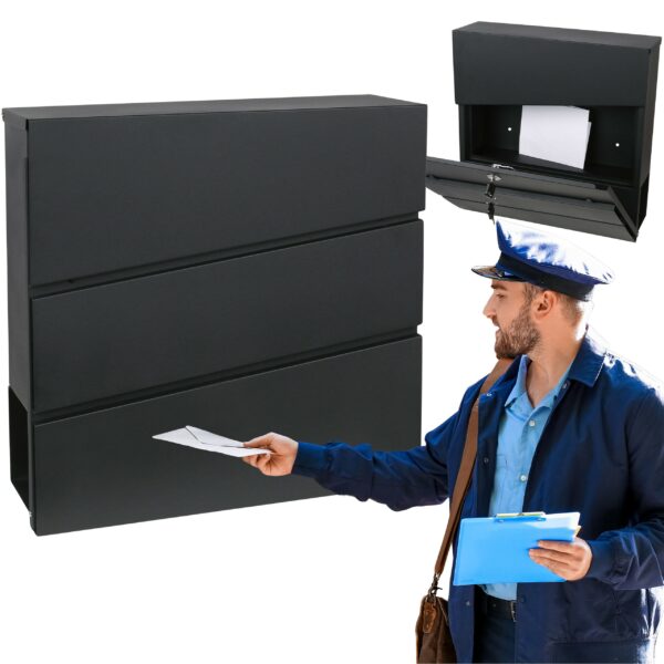 Kültéri postaláda, kerítéshez vagy falhoz, horganyzott acélból, zárral, 37x11x37cm, szürke - Image 7