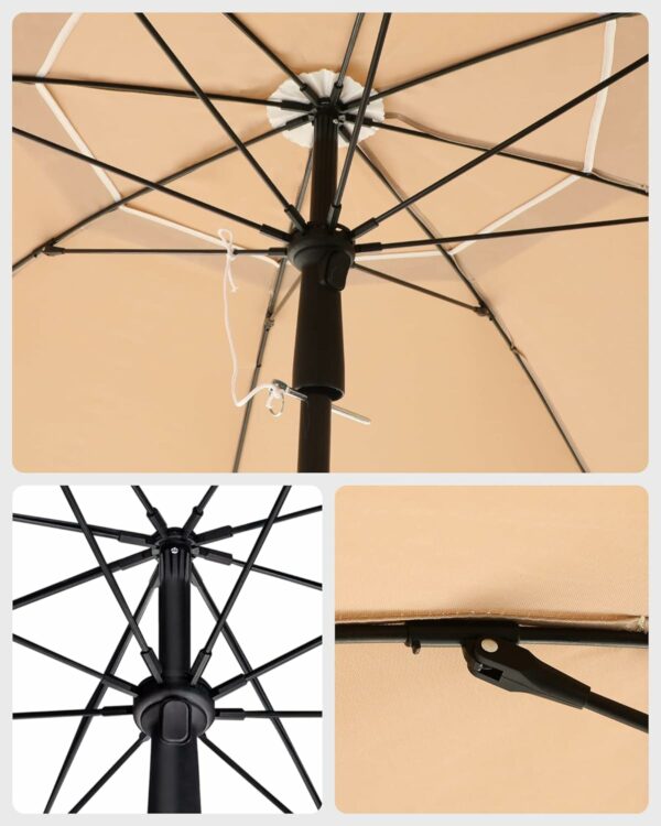 SONGMICS Umbrela terasa gradina sau plaja, cu inclinare, husa, diametru 200cm, taupe - Image 5