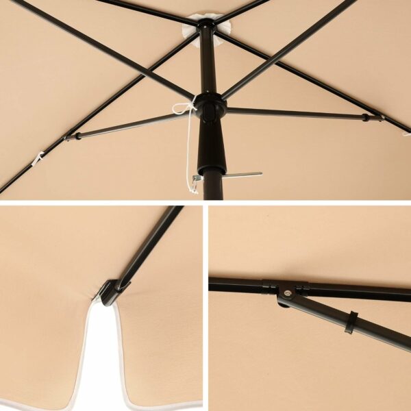 SONGMICS Umbrela terasa gradina sau plaja, cu inclinare, husa, 200x125cm, taupe - Image 6