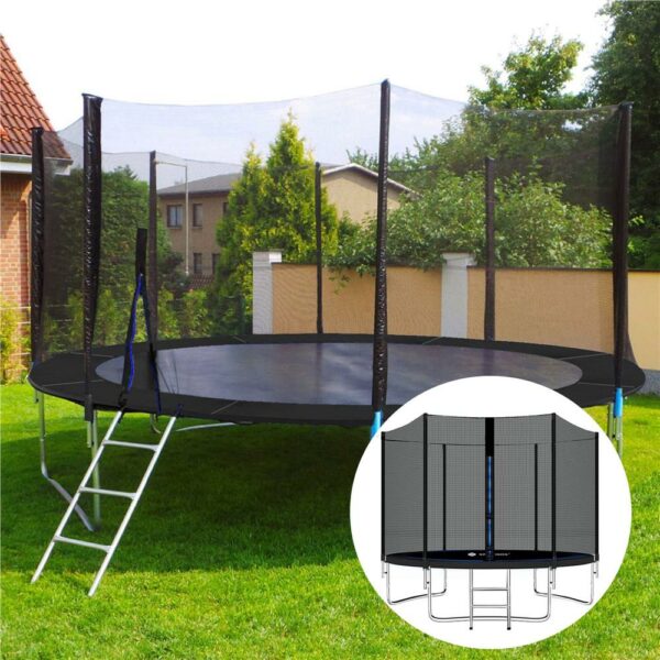Trambulina Black, cu scara si plasa de protectie exterioara, 180 cm, 120kg - Image 6
