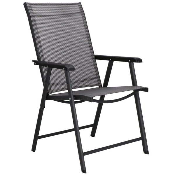 Fém kerti szék, összecsukható, 95x57x66cm, maximum 150kg, szürke - Image 5