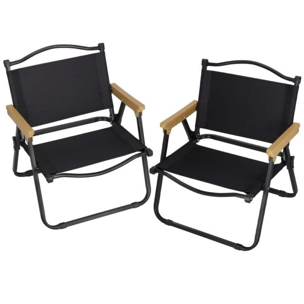 Scaun metalic plabil pentru gradina, camping sau plaja, 50x53x61cm, negru - Image 7