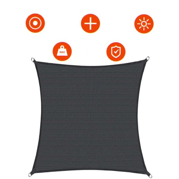 Copertina prelata de soare, patrata, impermeabila cu protectie UV, 4x4m, gri inchis - Image 6