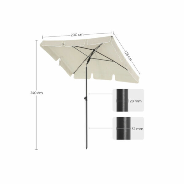 SONGMICS Umbrela terasa gradina sau plaja, cu inclinare, 200x125cm, bej - Image 5