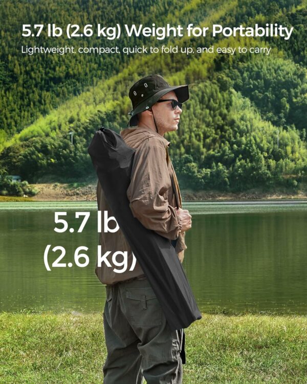 SONGMICS Set 2 scaune pliabile de camping sau pescuit, suport pahar, maxim 150kg, negru - Image 6