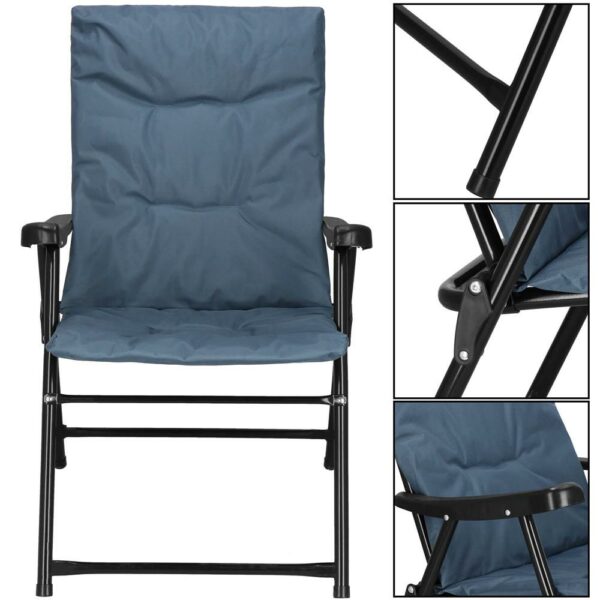 Scaun pliabil pentru terasa sau camping, sezut si spatar cu burete, maxim 120kg, albastru - Image 7