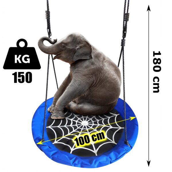 Leagan tip cuib Spider, 100cm, inaltime reglabila, 150 kg, Albastru Negru - Image 7