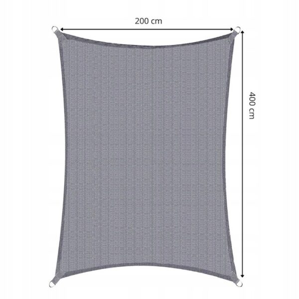 Copertina prelata de soare, dreptunghiulara, impermeabila cu protectie UV, 4x2m, gri deschis - Image 7