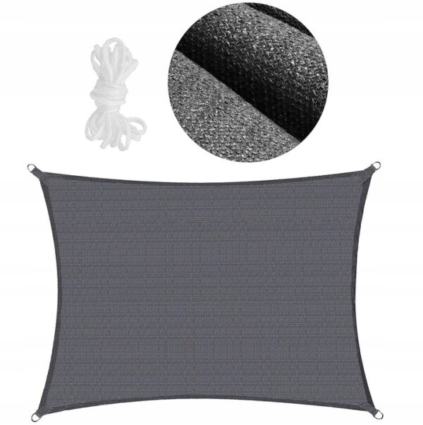 Copertina prelata de soare, dreptunghiulara, impermeabila cu protectie UV, 4x2m, gri - Image 7